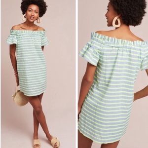 Anthropologie Corey Lynn Calter Bayside Striped Off Shoulder Dress
